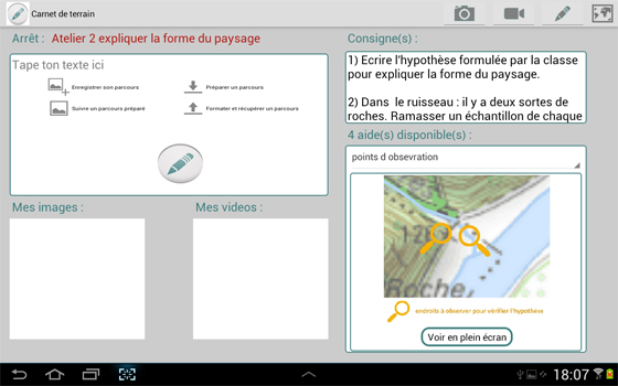 Apps Android : Créer parcours (consignes,aides,vidéos,photos,images,sons,textes…) |