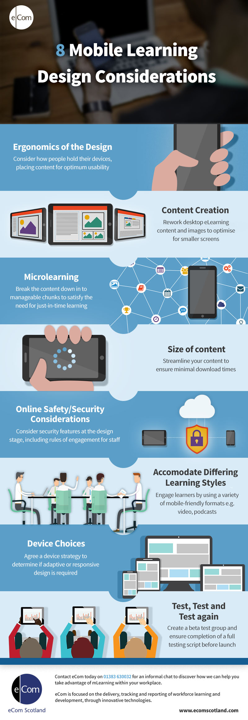 8 Mobile Learning Design Considerations Infographic – e-Learning Infographics