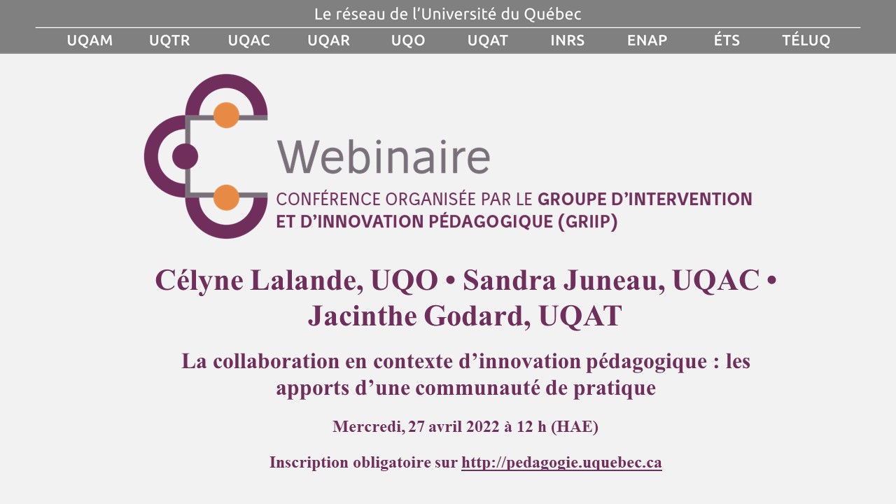 La collaboration en contexte d’innovation pédagogique : les apports d’une communauté de pratique — Uquebec