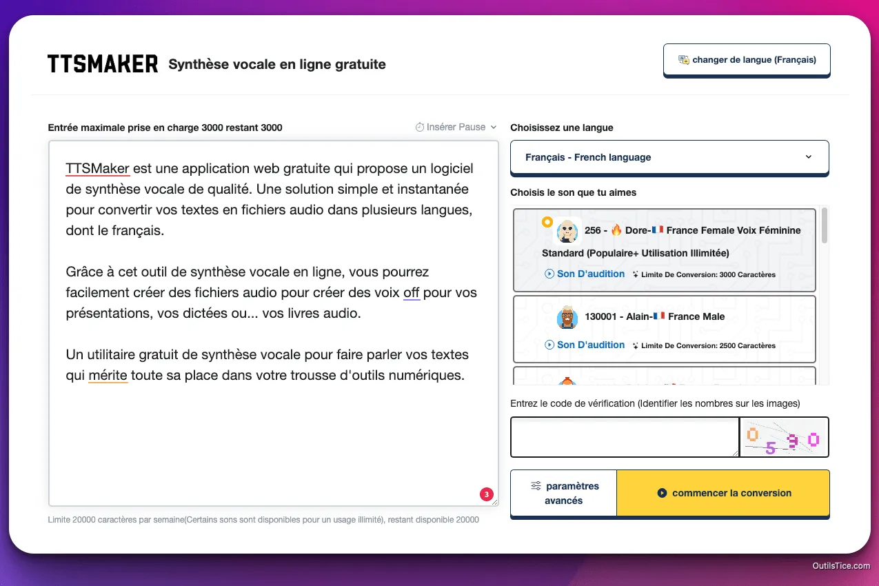 Un outil de synthèse vocale gratuit en ligne pour convertir un texte en voix off — Les outils tice