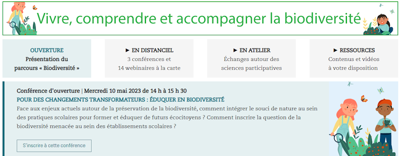 Parcours de formation “Vivre, comprendre et accompagner la biodiversité” — Education au développement durable