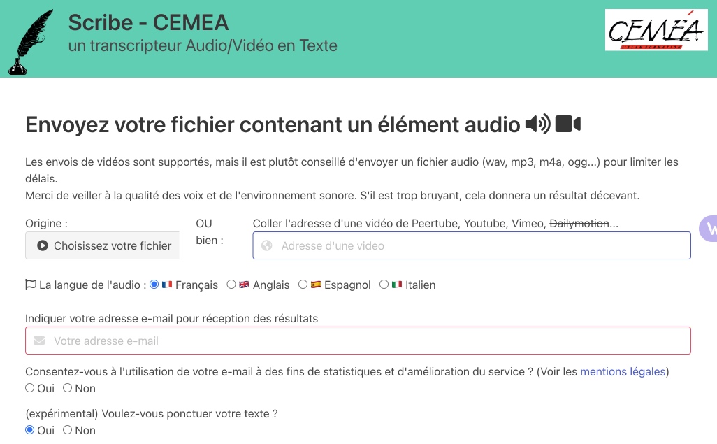 Scribe. Un outil libre pour transcrire les fichiers audio et vidéo en texte — Outils Tice